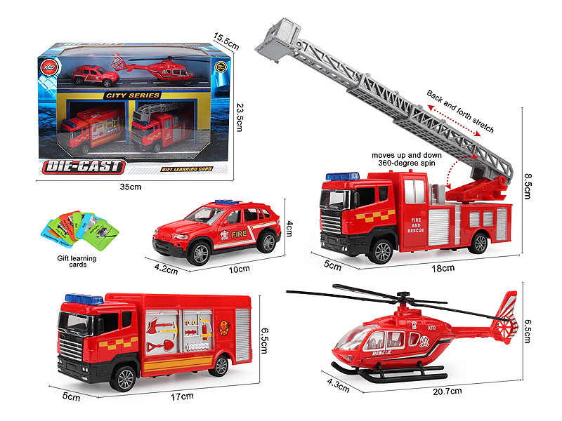 Die Cast Fire Engine Set Pull Back toys
