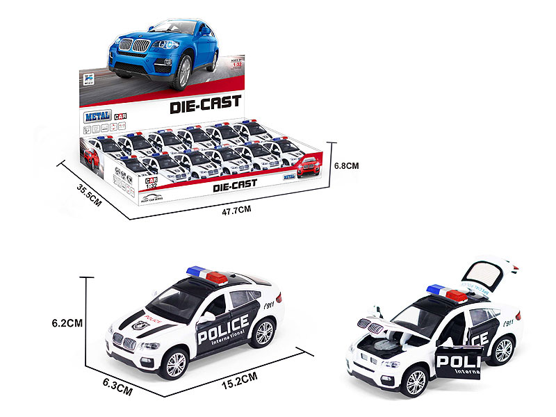 1:32 Die Cast Police Car Pull Back W/L_M(12in1) toys