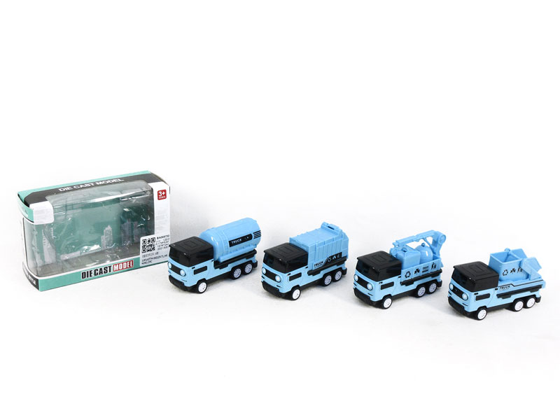 Die Cast Sanitation Car Pull Back(4S) toys