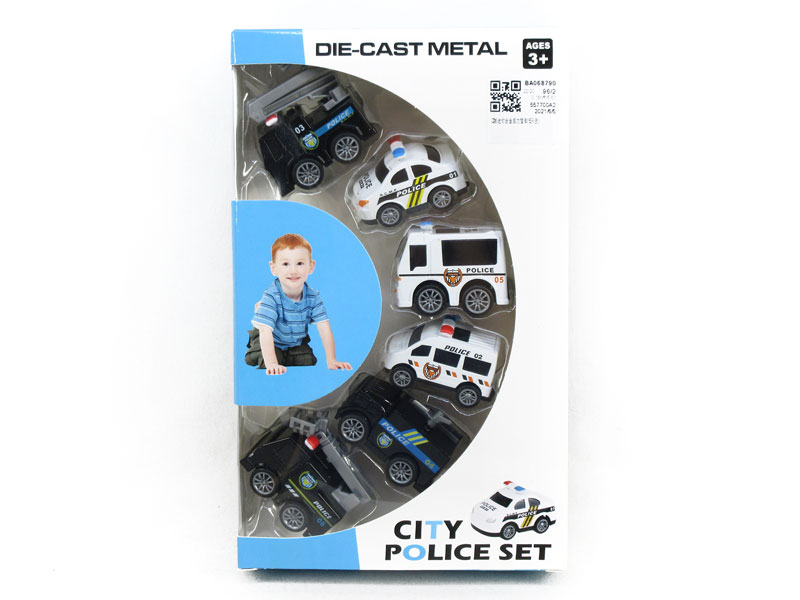 Die Cast Police Car  Set Pull Back(6in1) toys