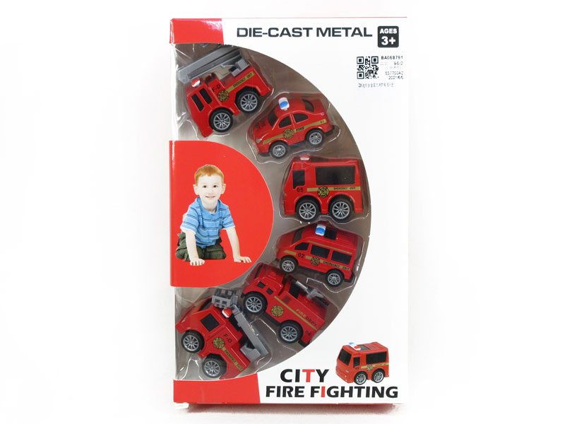 Die Cast Fire Engine Pull Back(6in1) toys