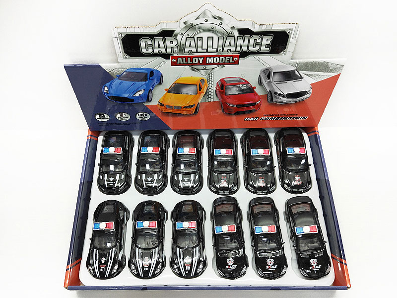 Die Cast Police Car  Set Pull Back W/L_S(12in1) toys