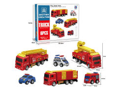 Pull Back Police Car & Pull Back Fire Engine(6in1)