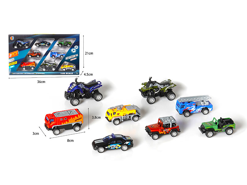 1:55 Die Cast Car Pull Back(8in1) toys
