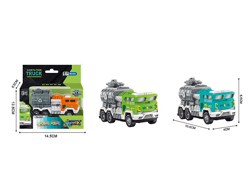 Die Cast Sanitation Car Pull Back(3C) toys