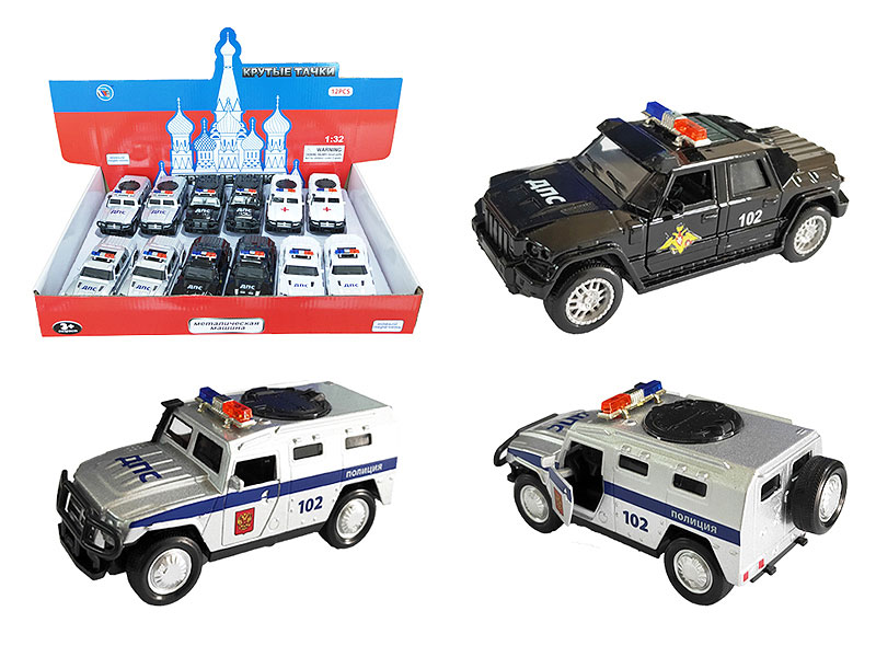1:38 Die Cast Police Car Pull Back W/L_S(12in1) toys