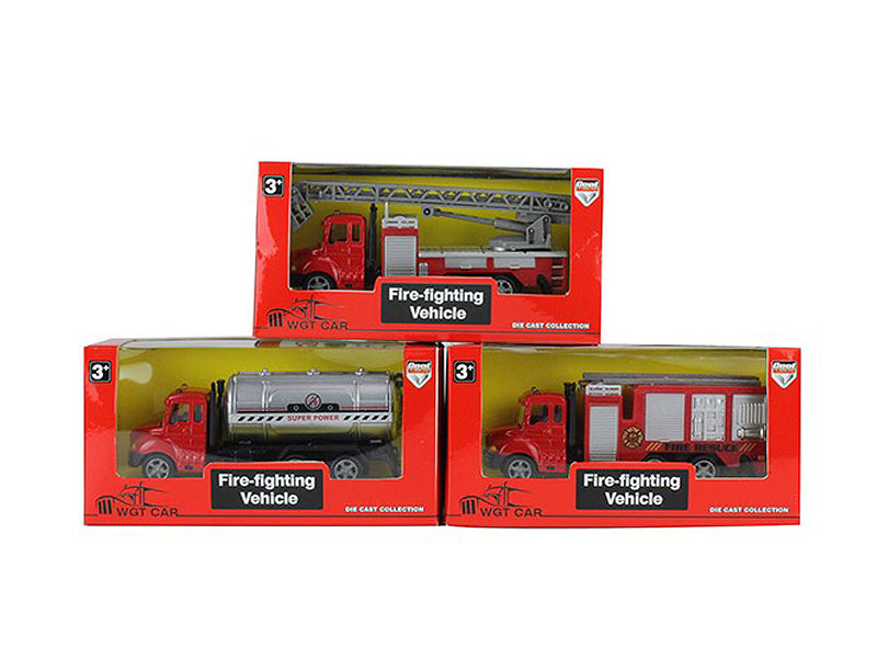 1:64 Die Cast Fire Engine Set Pull Back(3S) toys