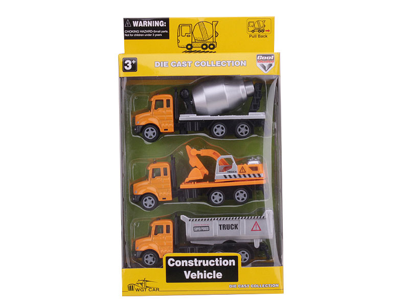 1:64 Die Cast Construction Truck Pull Back(3in1) toys