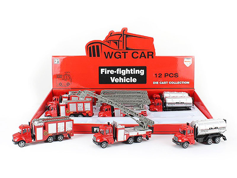 1:64 Die Cast Fire Engine Pull Back(12in1) toys