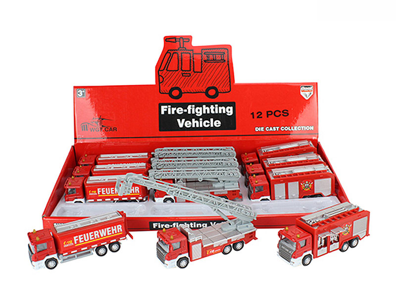 Die Cast Fire Engine Pull Back(12in1) toys