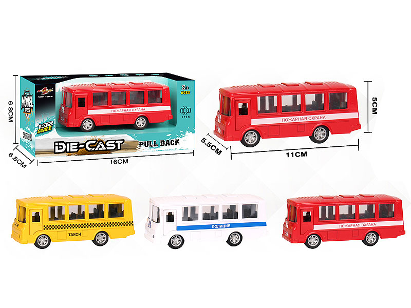 1:32 Die Cast Bus Pull Back(4C) toys