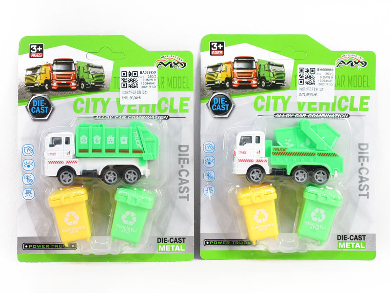 Die Cast Sanitation Car Set Pull Back(2S) toys