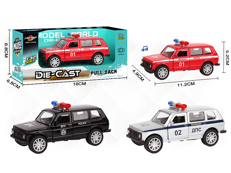 1:32 Die Cast Police Car Pull Back W/L_M(3C) toys