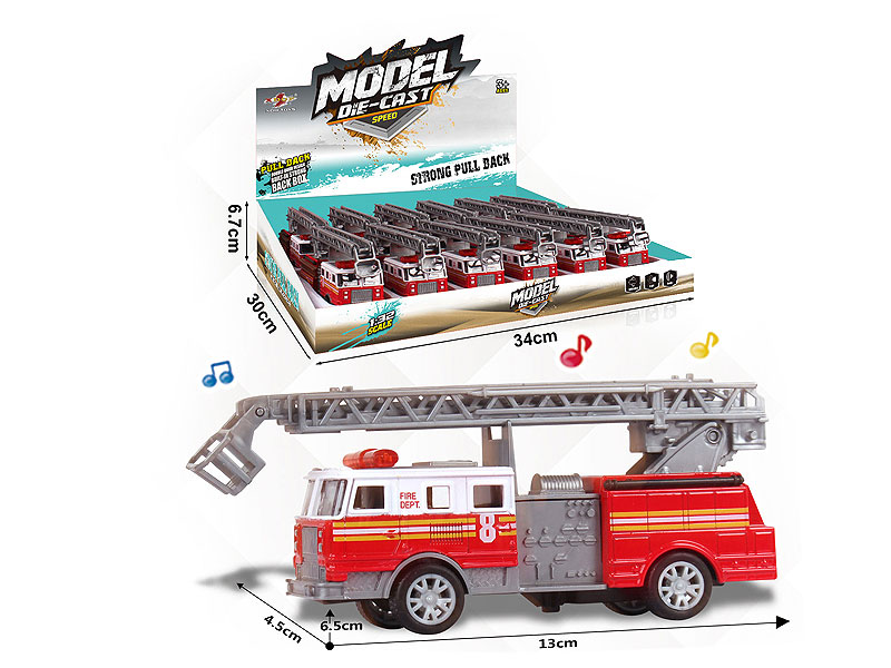 1:32 Die Cast Fire Engine Pull Back W/L_M(12in1) toys