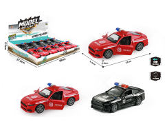 1:32 Die Cast Police Car Pull Back(12in1)