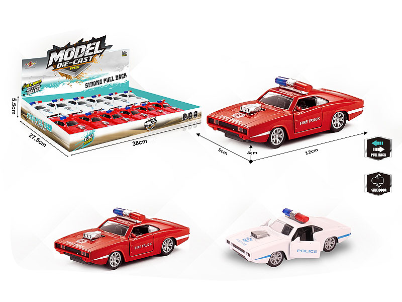 1:32 Die Cast Police Car Pull Back(12in1) toys