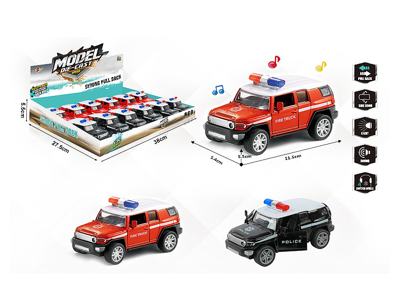 1:32 Die Cast Police Car Pull Back W/L_M(12in1) toys