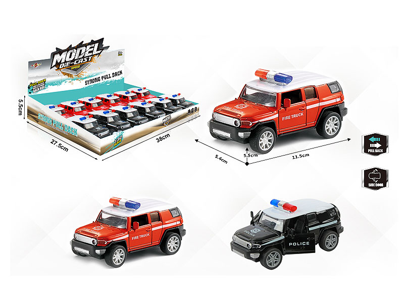 1:32 Die Cast Police Car Pull Back(12in1) toys