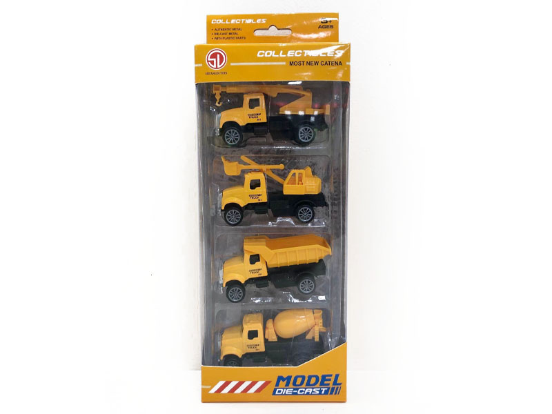 1:64 Die Cast Construction Truck Pull Back(4in1) toys