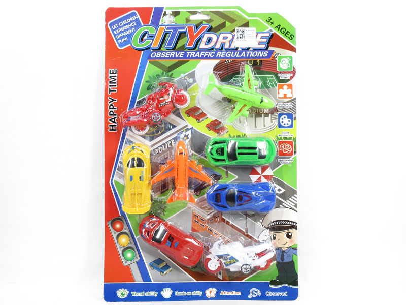 Pull Back Car & Free Wheel Plane & Free Wheel Motorcycle(8in1) toys
