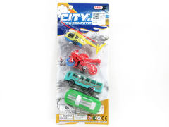 Pull Back Car & Pull Back Motorcycle & Pull Back Bus & Pull Back Helicopter(4in1)