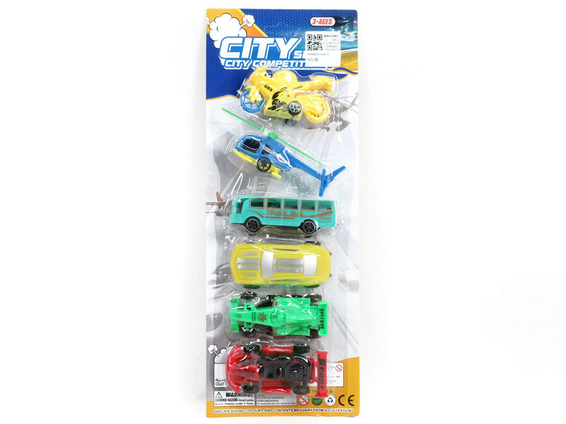 Pull Back Car & Pull Back Motorcycle & Pull Back Bus & Pull Back Helicopter(6in1) toys