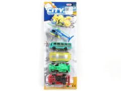 Pull Back Car & Pull Back Motorcycle & Pull Back Bus & Pull Back Helicopter(6in1)