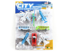Pull Back Car & Pull Back Airplane & Pull Back Helicopter & Pull Back Bus(8in1)