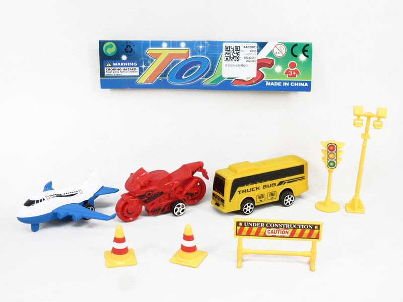 Pull Back Plane & Pull Back Bus & Pull Back Motorcycle Set(3in1) toys