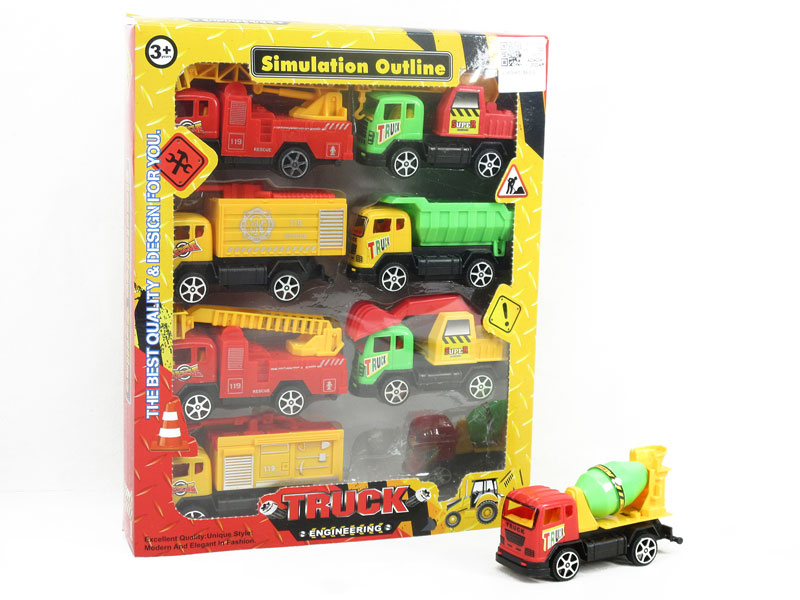 Pull Back Fire Engine & Pull Back Construction Truck(8in1) toys