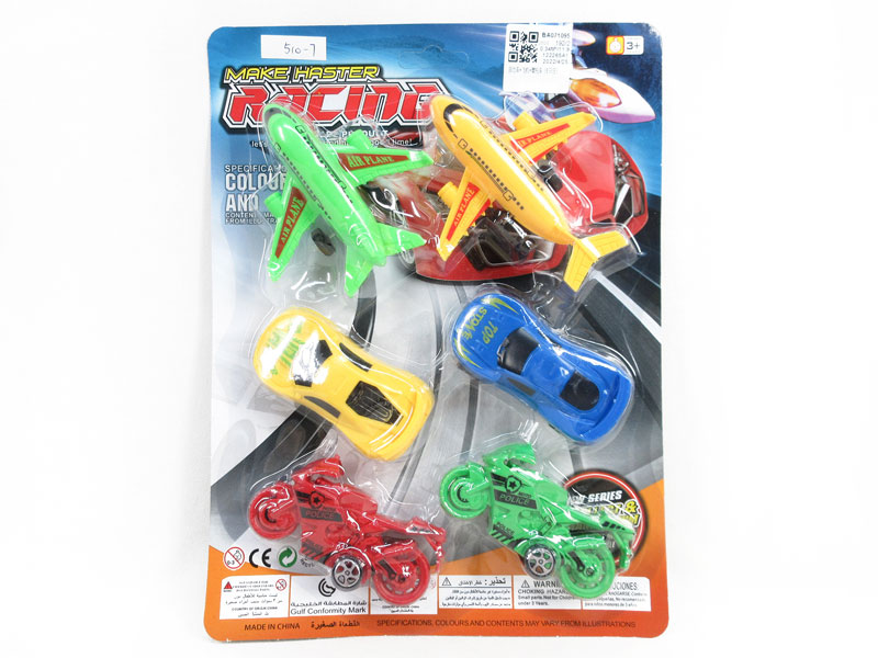 Pull Back Car & Airplane & Motorcycle(6in1) toys