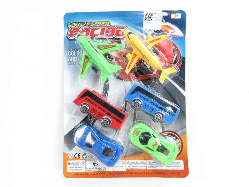Pull Back Car & Airplane & Bus(6in1) toys