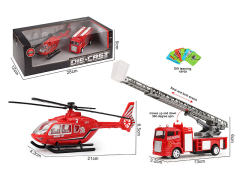 Die Cast Fire Engine Pull Back & Plane(2in1)