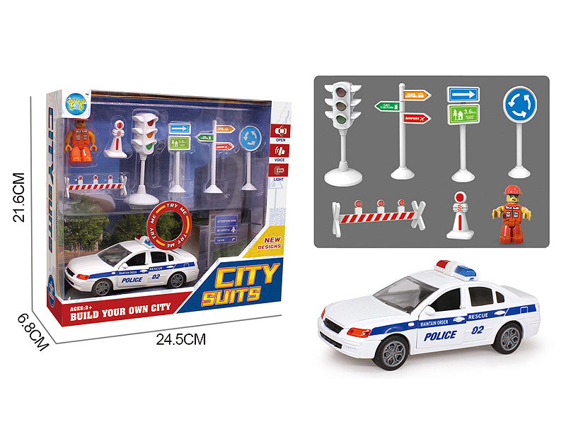 Pull Back Police Car Set W/L_S toys
