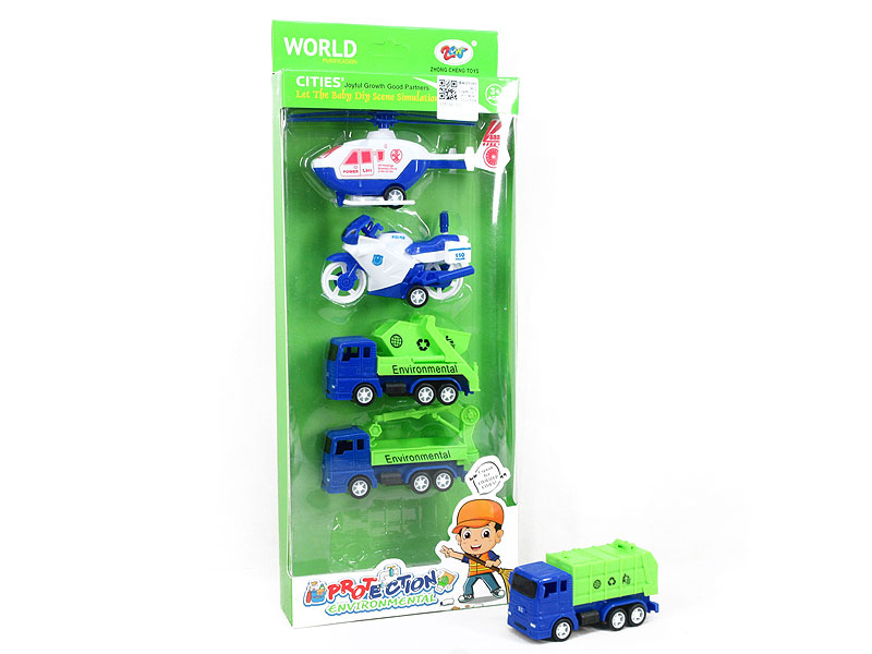 Pull Back Sanitation Fleet(5in1) toys