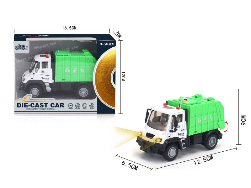 1:64 Die Cast Garbage Truck Pull Back toys