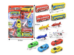 Pull Back Car & Pull Back Airplane & Free Wheel Bus(12in1)