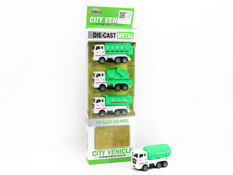 Die Cast Sanitation Car Pull Back(4in1) toys