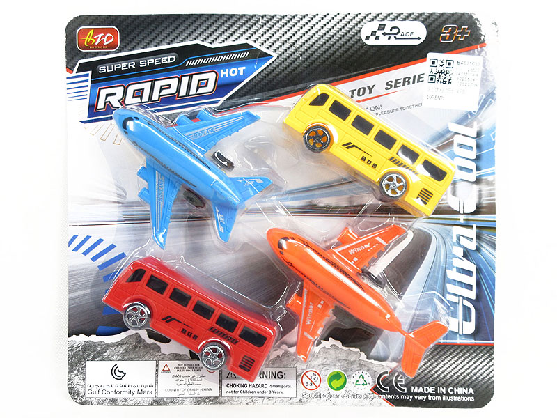 Pull Back Airplane & Pull Back Bus(4in1) toys