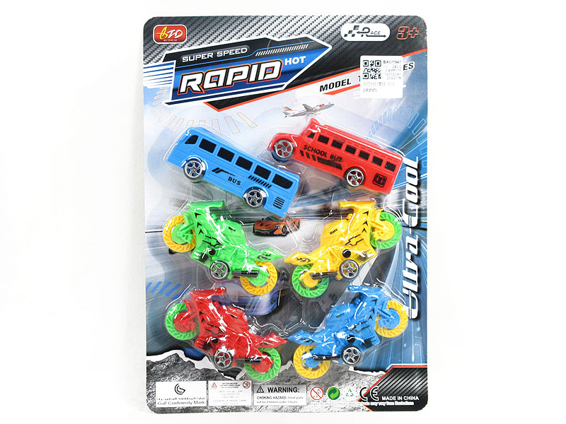 Pull Back Bus & Pull Back Motorcycle(6in1) toys