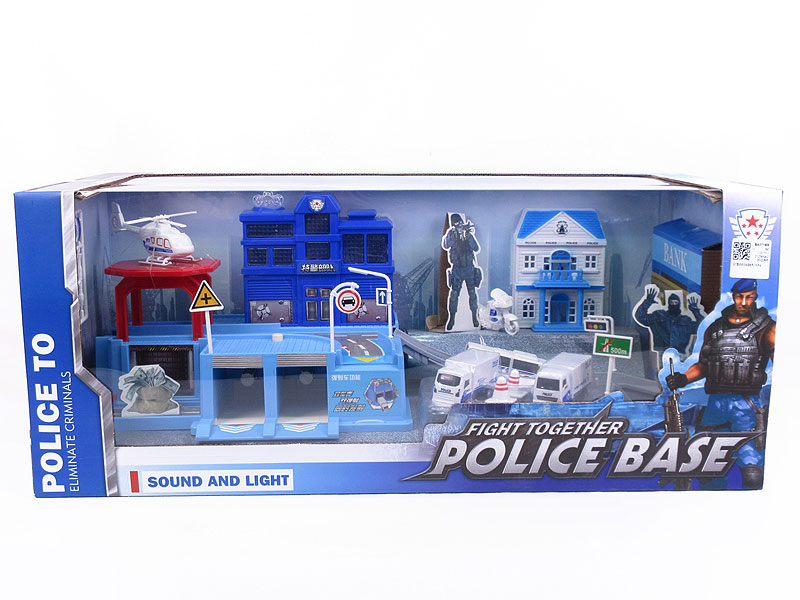Pull Back Police Car Parking Lot Set W/L_S toys