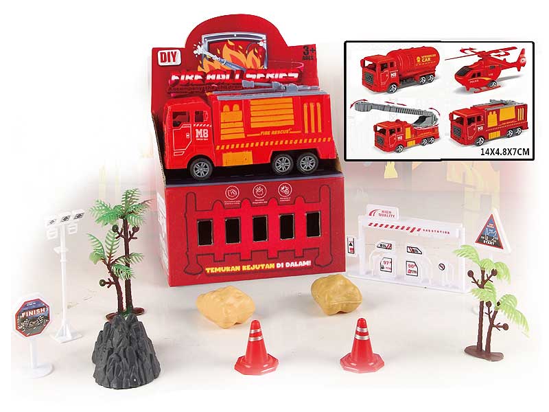 Pull Back Fire Engine Set(4S) toys