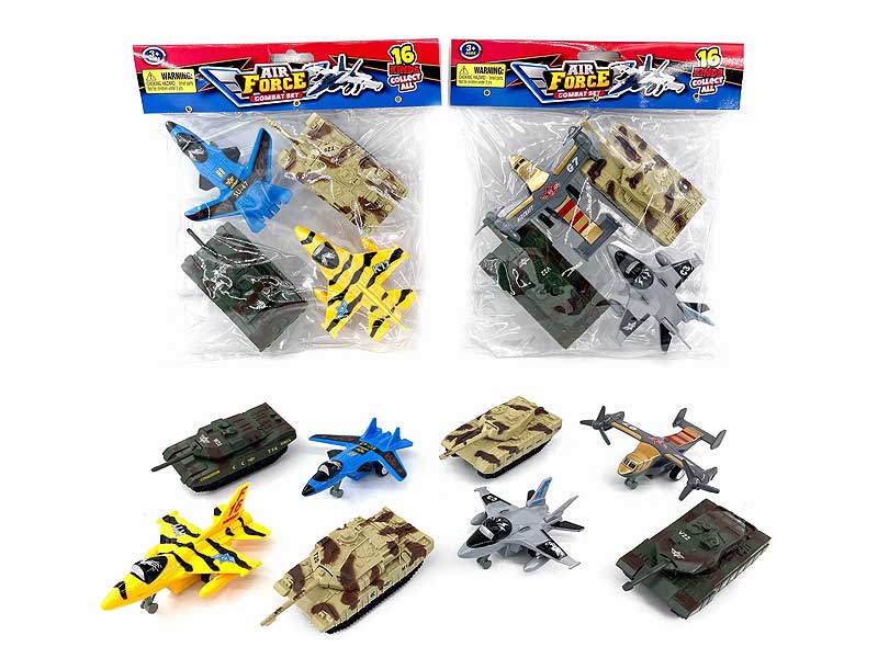 Pull Back Airplane & Tank(4in1) toys