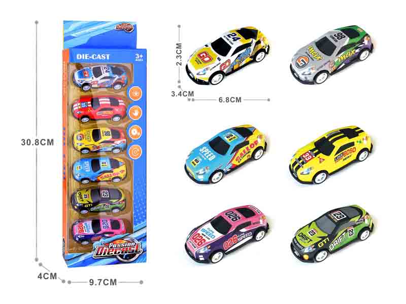 1:64 Die Cast Car Pull Back(6in1) toys