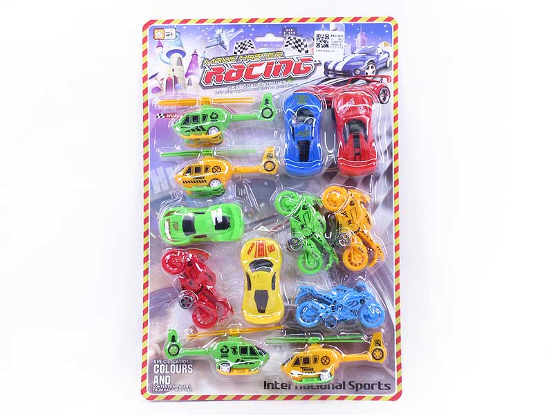 Pull Back Motorcycle & Car & Airplane(12in1) toys
