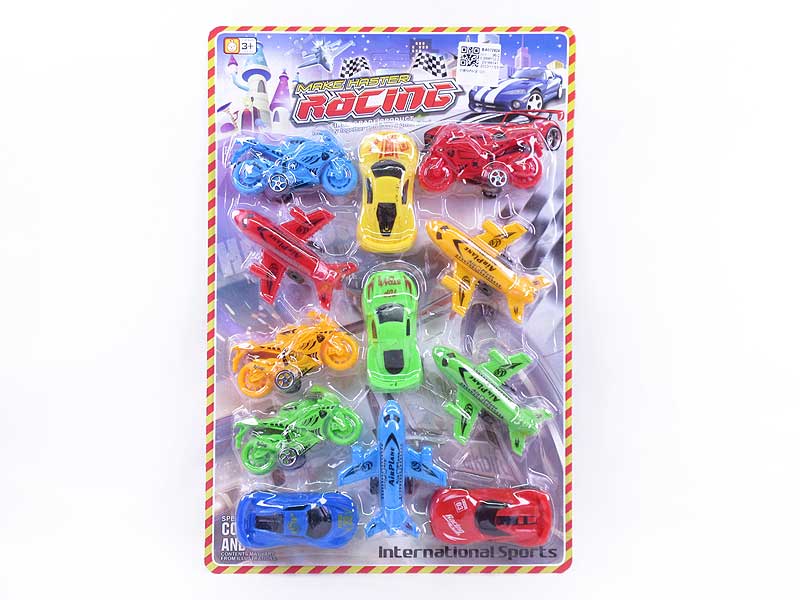 Pull Back Motorcycle & Car & Airplane(12in1) toys
