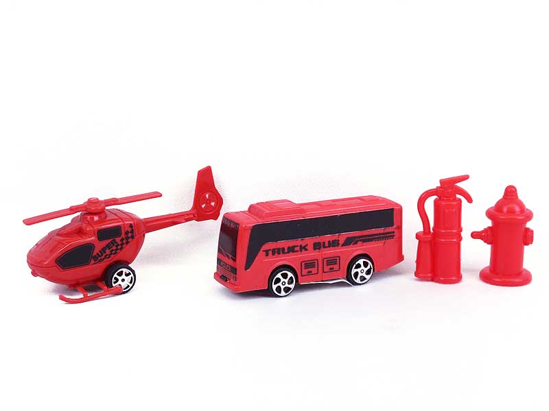 Pull Back Fire Engine & Pull Back Plane Set(2in1) toys