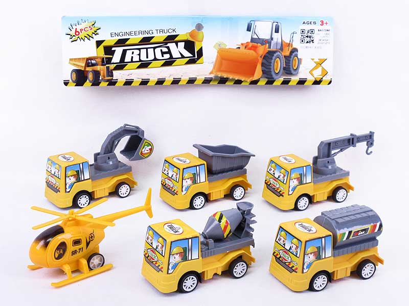 Pull Back Construction Truck & Pull Back Plane(6in1) toys