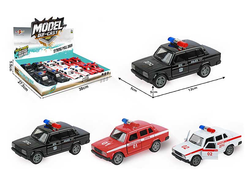 1:32 Die Cast Police Car Pull Back(12in1) toys