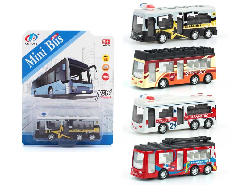 Die Cast Bus Pull Back(4S) toys